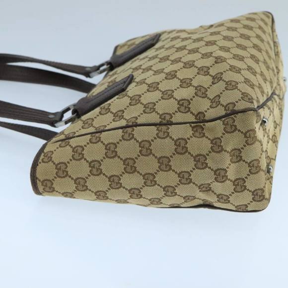 GUCCI GG Canvas Hand Bag Beige Brown Silver 113019 Auth 103326 - Picture 5 of 16